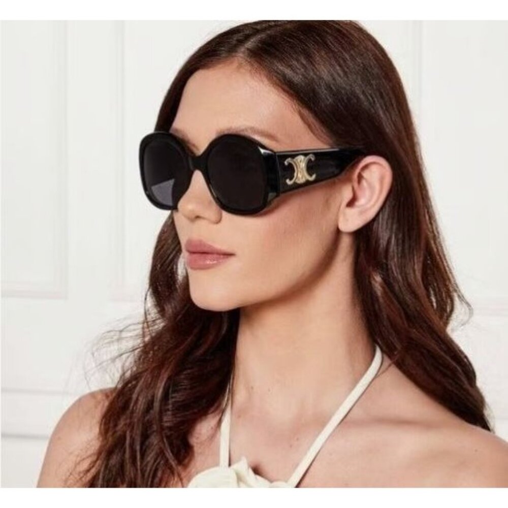 NEW CELINE SUNGLASSES, WOMEN BLACK OVERSIZED EYEWEAR CELINE CL40305U 01A